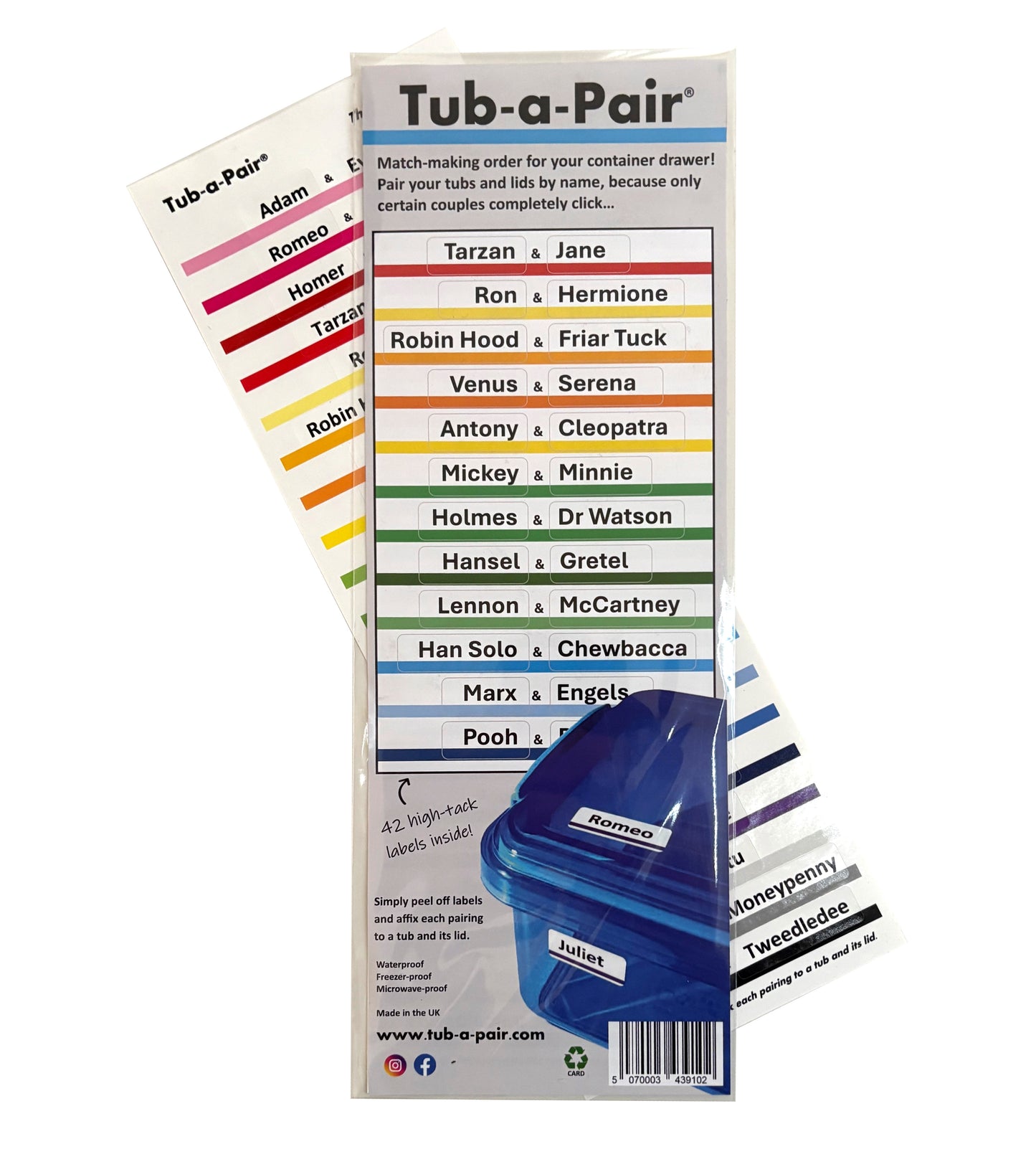 Tub-a-Pair - match-making labels for your containers